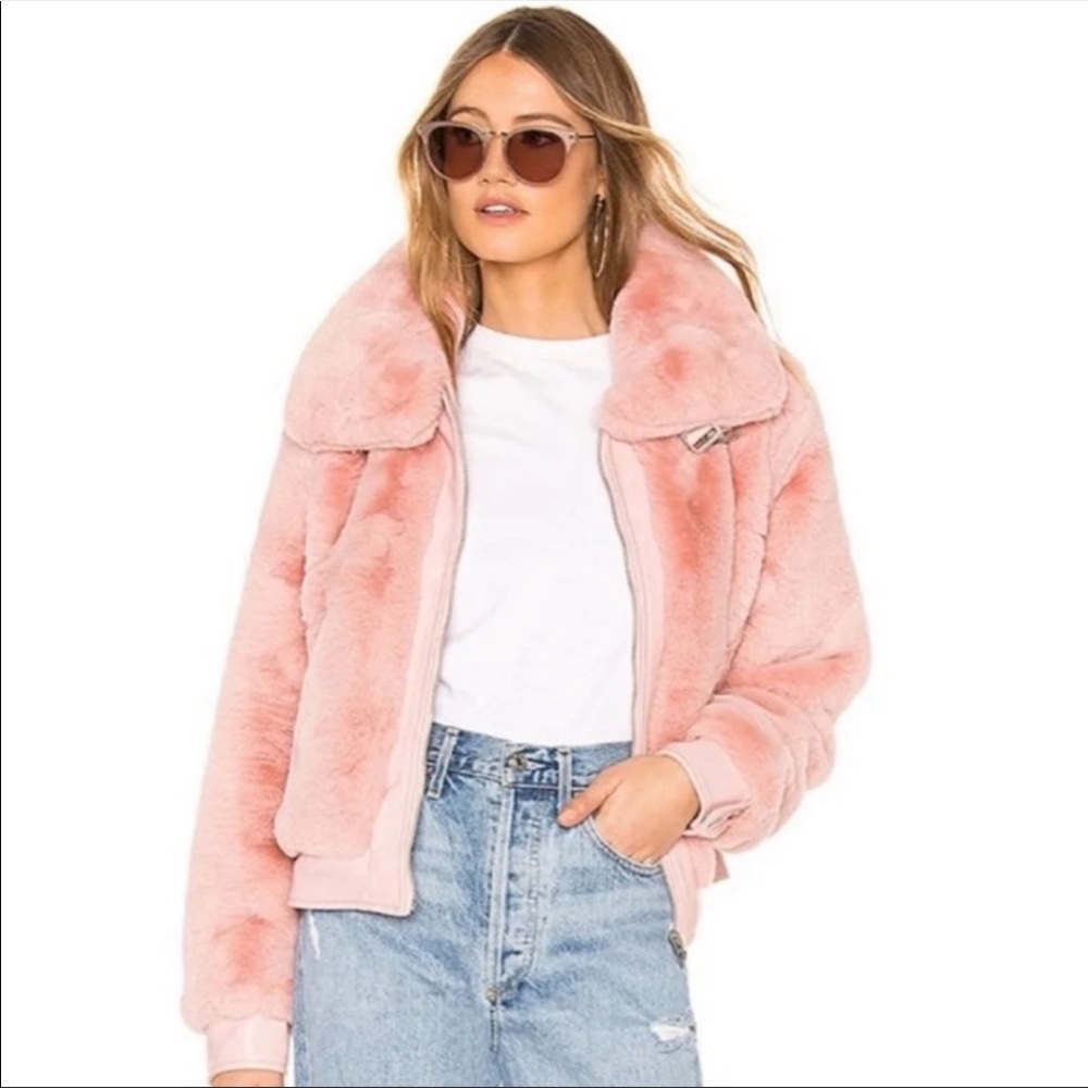BLANKNYC pink furry jacket
